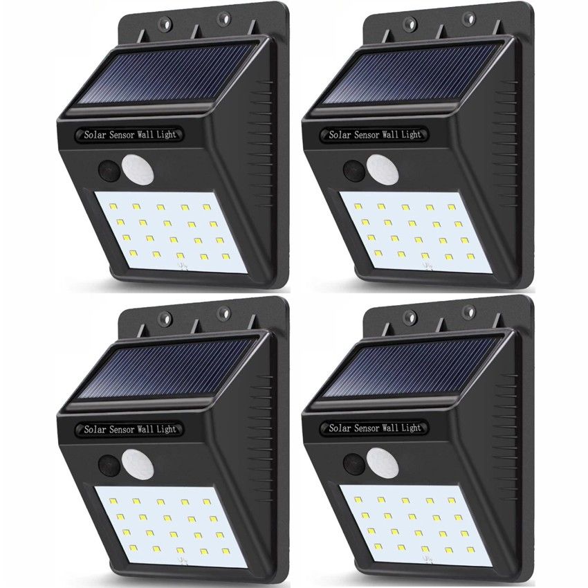 4 Piece LED Solar Wall Light