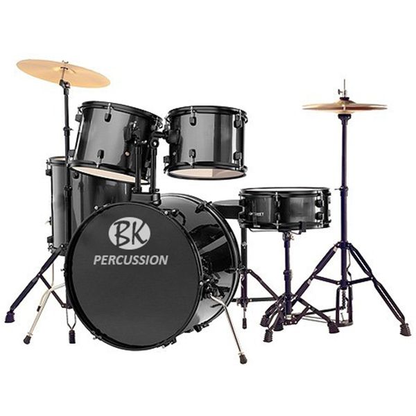 BK Percussion 5pc Drumset With Hardware &amp; Cymbals - Black