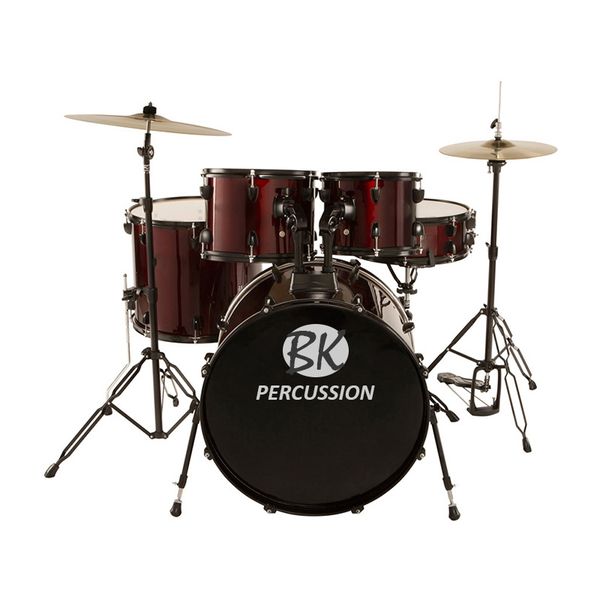 BK Percussion 5pc Drumset With Hardware &amp; Cymbals - Wine Red