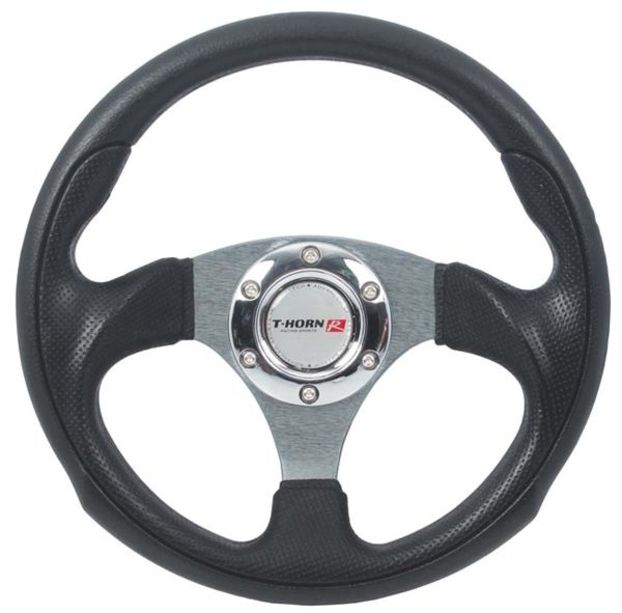 Pu Steering Wheel Dark Grey 