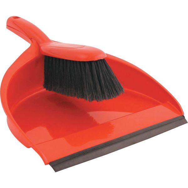 Cotswold Plastic Dustpan Softbrush Set Red