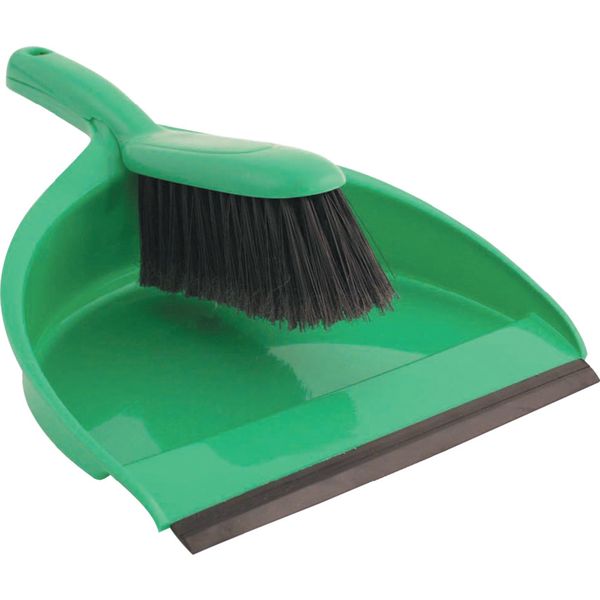 Cotswold Plastic Dustpan Softbrush Set Green