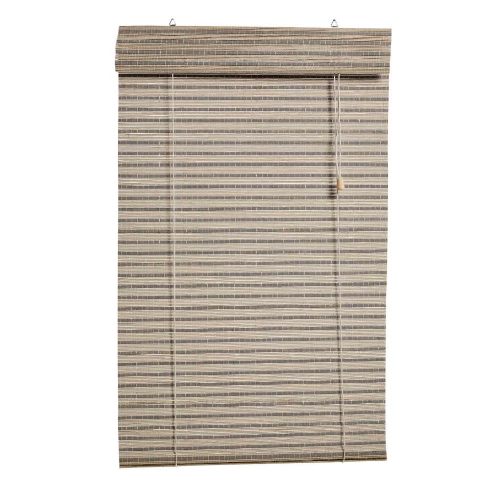 Decor Depot Bamboo Rollup Blind Grey/White 1600mm(w) x 2200mm(h