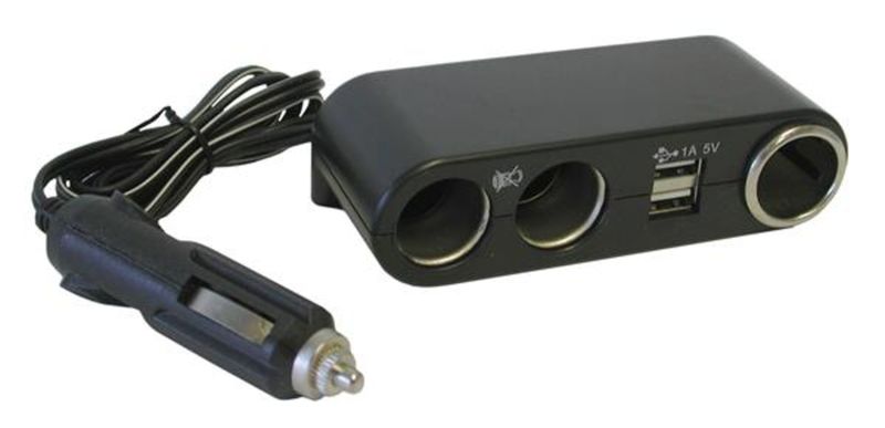 Automotive Outlet Socket Extender with USB Ports