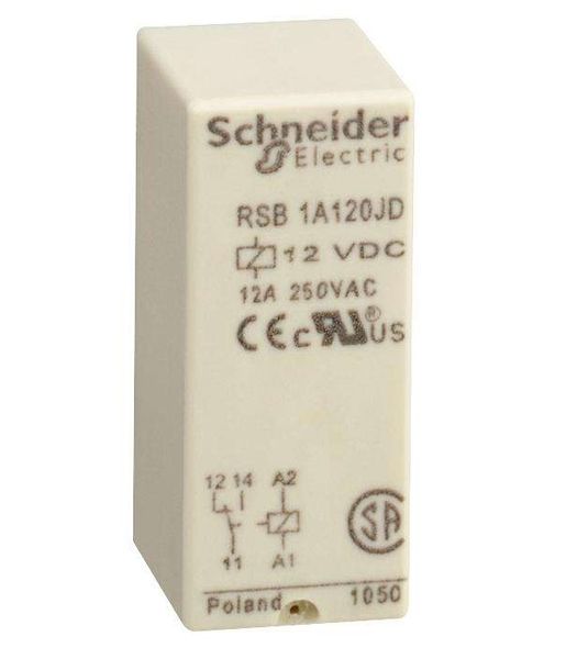 Schnider, General Purpose Relay, RSB Series, Interface, DPDT, 12 VDC, 8 A