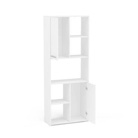 5 Cube 2 Door White Bookcase, White Cube Bookcase With Doors