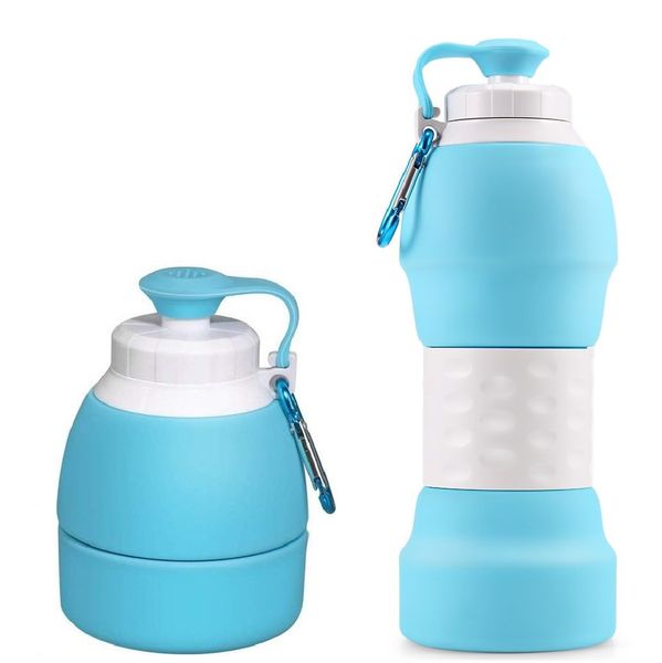 580ml Collapsible Silicone Water Bottle - Blue