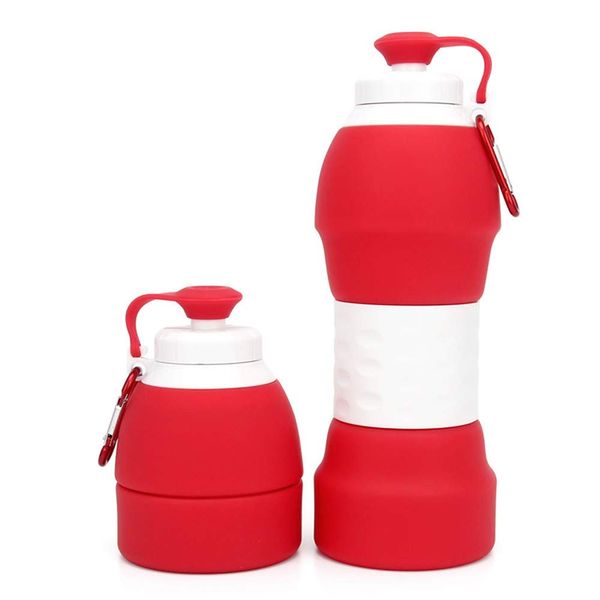 580ml Collapsible Silicone Water Bottle - Red