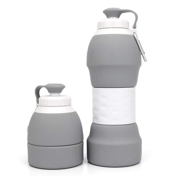 580ml Collapsible Silicone Water Bottle - Grey