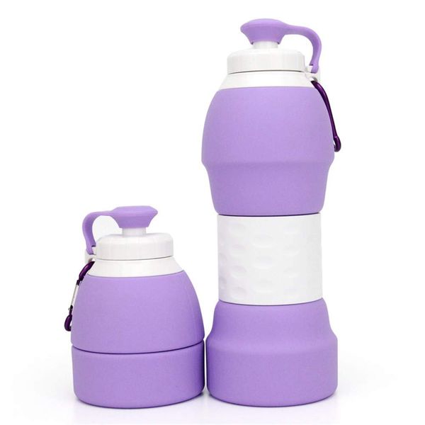 580ml Collapsible Silicone Water Bottle - Purple