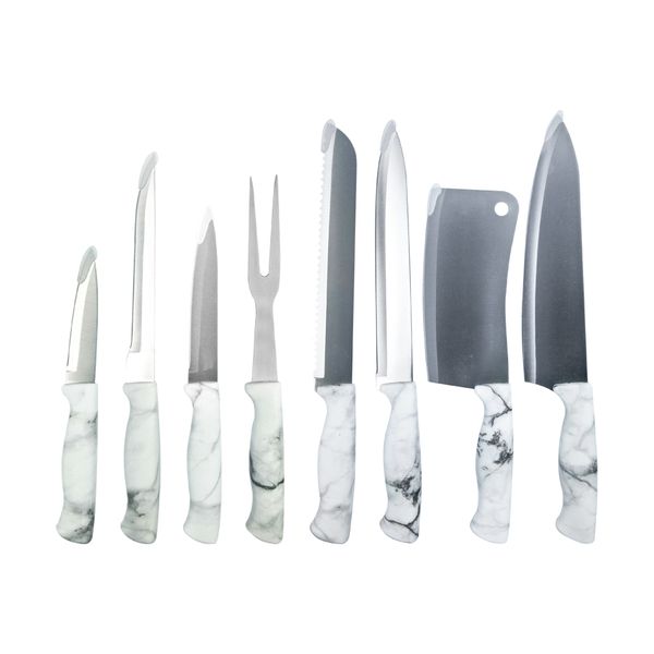 LMA- 8 Pieces Superior Quality Marble Handle Knife Set