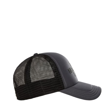 black and grey trucker hat