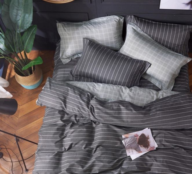 Linen Boutique - Duvet Cover 200TC 4pc Set-Let's Stay Home Strips Silver