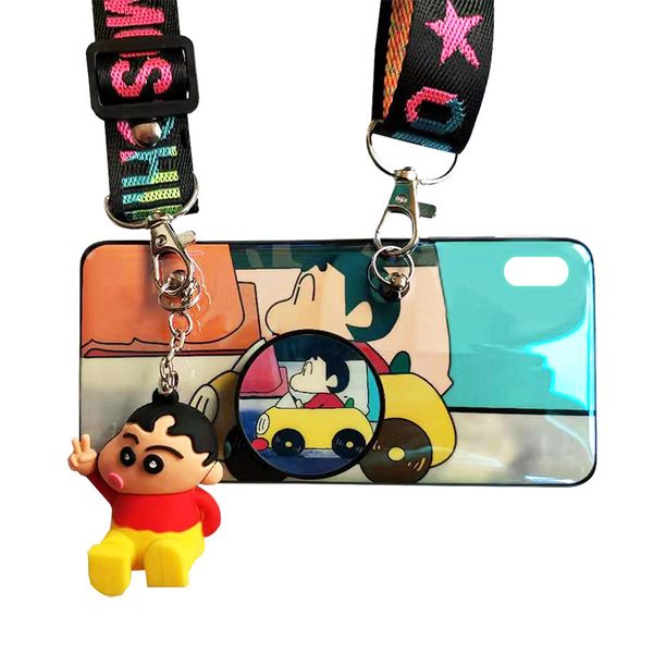 DHAO-Crayon Shin-chan Soft Silicone Cellphone Case With Lanyard-iPhone X