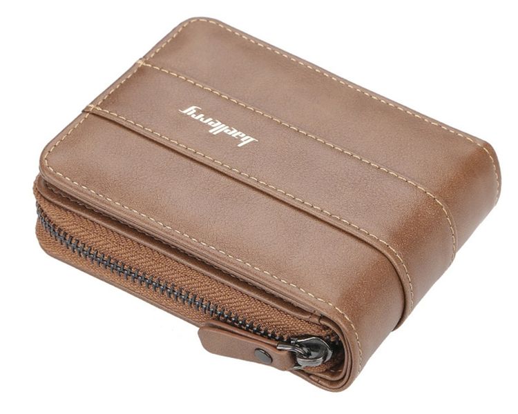 Baellerry Men's Knightsbridge PU Zip BiFold Wallet Coffee Brown