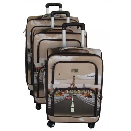 3 Piece Graphic Art PU Leather Travel 