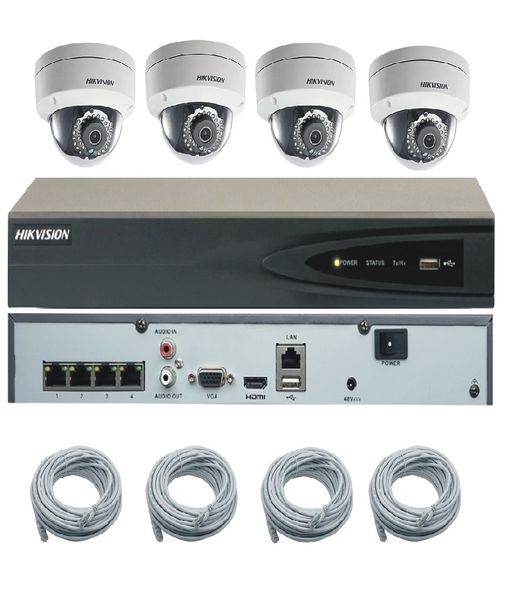 Hikvision 4ch Plug &amp; Play IP Kit With 2MP IP Dome Cameras