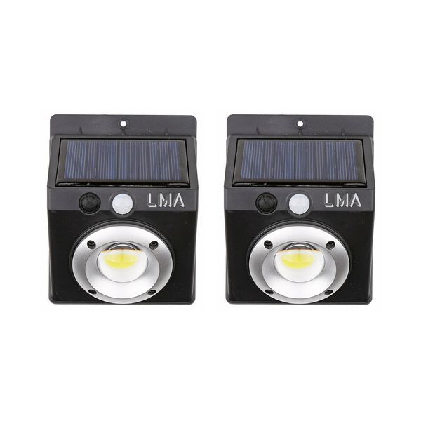 LMA- Set of 2 COB LED Motion Sensor Solar LED Wall Light (Single Lights)