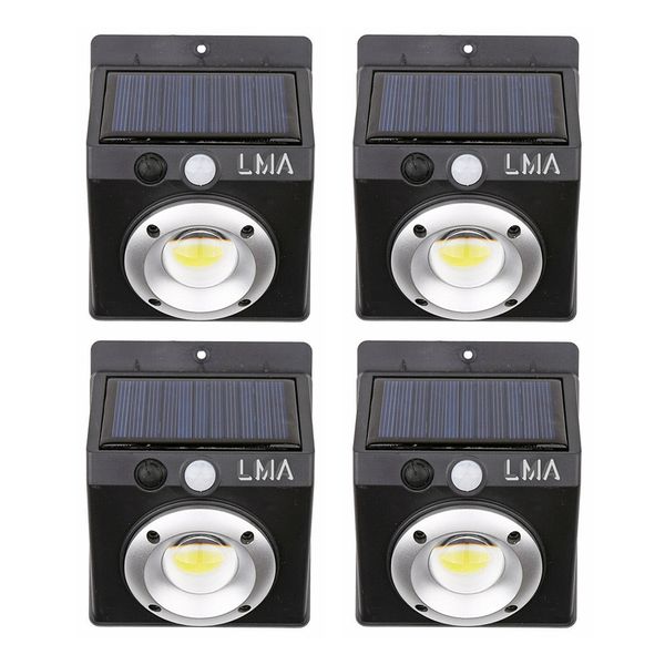 LMA- Set of 4 COB LED Motion Sensor Solar LED Wall Light (Single Lights)