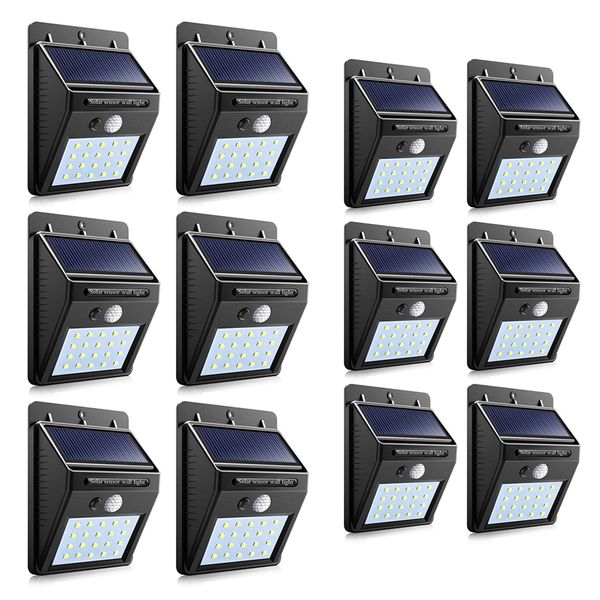 LMA- Set of 12 PIP Motion + CDS Night Sensor Solar LED Wall Light