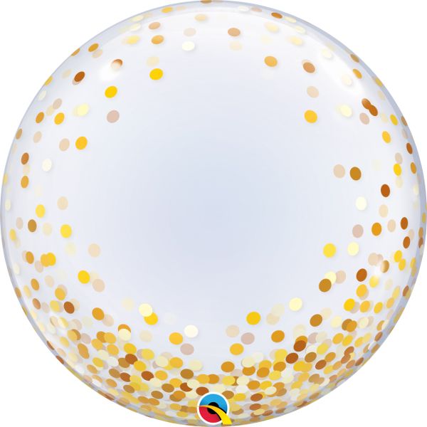 Qualatex 24 Inch Deco Bubble Gold Confetti Dots