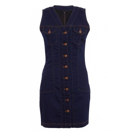 quiz blue denim button front dress