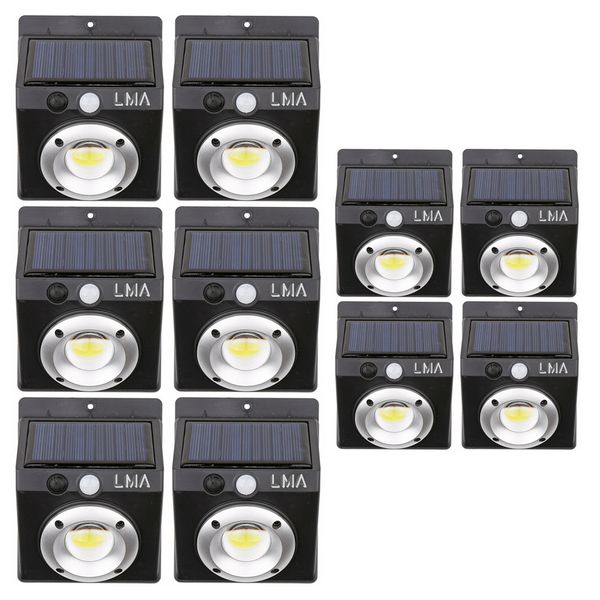 Set of 10 COB LED Motion Sensor Solar LED Wall Light (Single Lights)