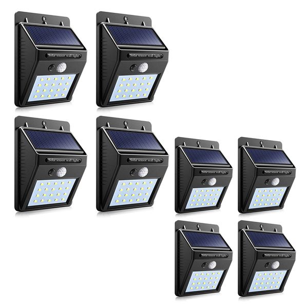 LMA - Set of 8 Solar Induction Lamp With Motion Sensor Wall Light