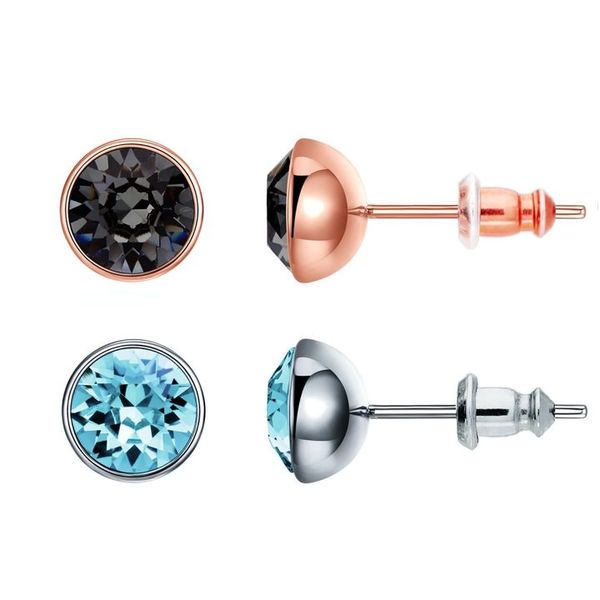 Civetta Spark 6mm Chene Stud - Swarovski Silver Night &amp; Aquamarine Crystal