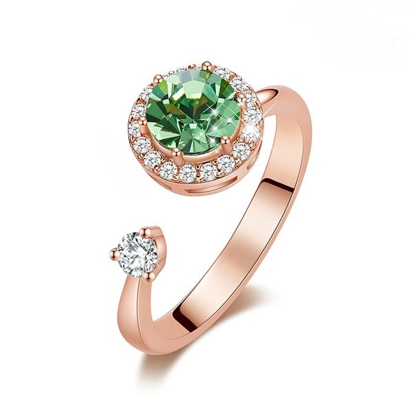 CDE Rotating Birthstone Ring with Swarovski Crystals - August
