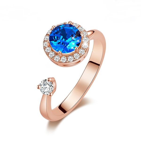 CDE Rotating Birthstone Ring with Swarovski Crystals - September