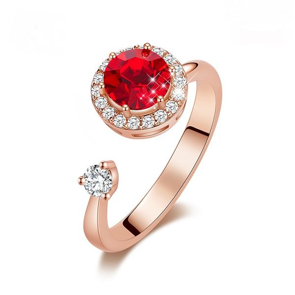 CDE Rotating Birthstone Ring with Swarovski Crystals - July