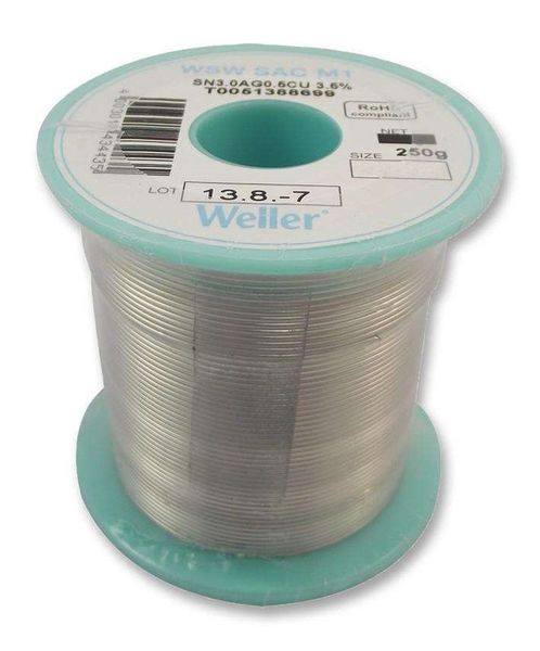 Weller, 0.8mm, Solder Wire, 96.5/3/0.5, 221°C, 250g, T0051388599