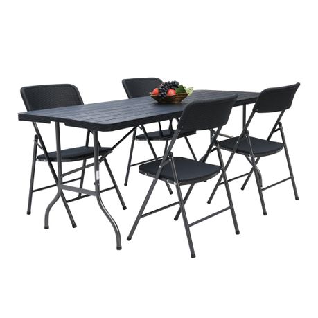 folding table and folding chairs