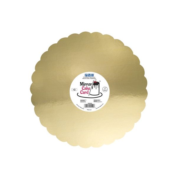 Mirror Cake Card, Scallop, Gold 30cm, Pack of 3