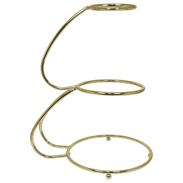 E Shape Gold Finish 3 Tier Cake Stand