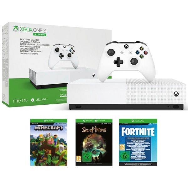 Xbox One S 1TB All-Digital Console with 2 Games &amp; Fortnite Voucher Code