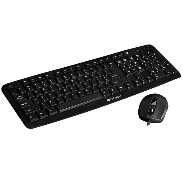 Canyon Wired Combo Set - USB Water Resistant Keyboard &amp; Mouse - UK Layout