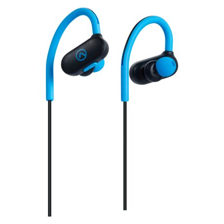 blue bluetooth earphones