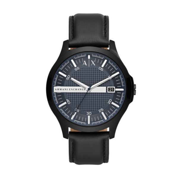 Armani Exchange Hampton Black Leather Watch - AX2411