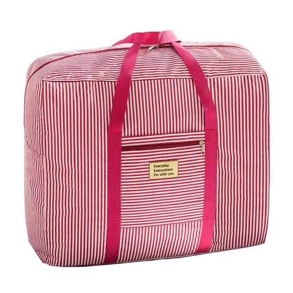 Foldable Travel Duffel - Hand Carry Bag - Pink-Strips