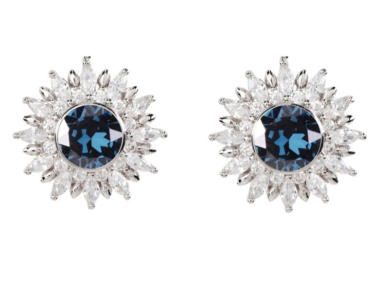 Civetta Spark Poppy Studs - Swarovski Montana Crystal Silver
