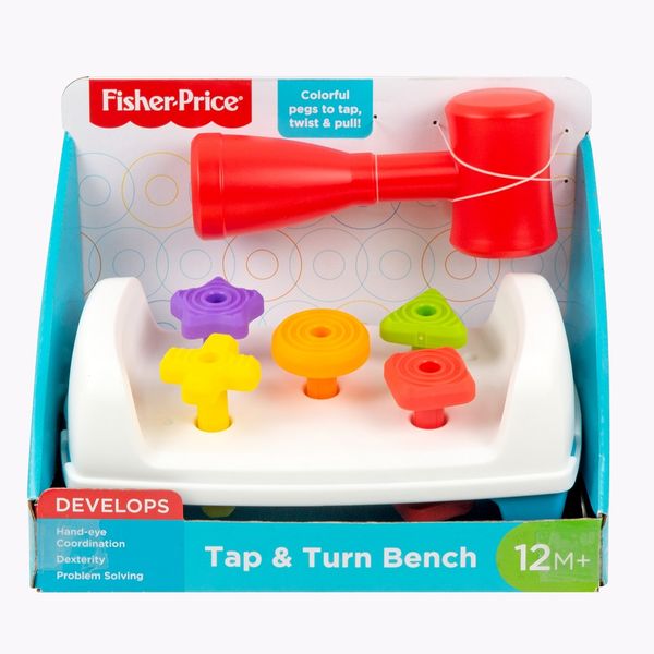 Fisher-Price Toddler Toy Tap &amp; Turn Bench Pretend Tools 2-Sided Construction Set for Ages 1+ Years