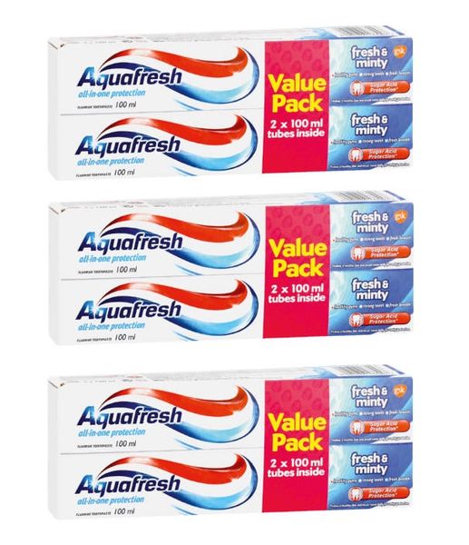 Aquafresh - Fresh &amp; Minty Toothpaste Value Pack (6 x 100ml)