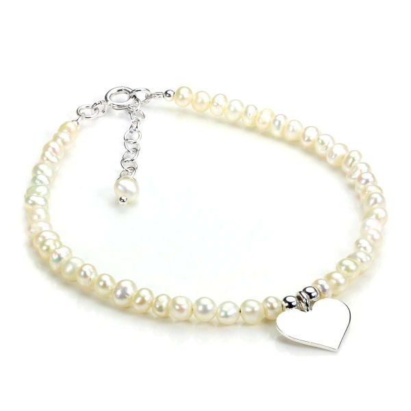 Sterling Silver &amp; White Freshwater Pearl Adjustable Bracelet