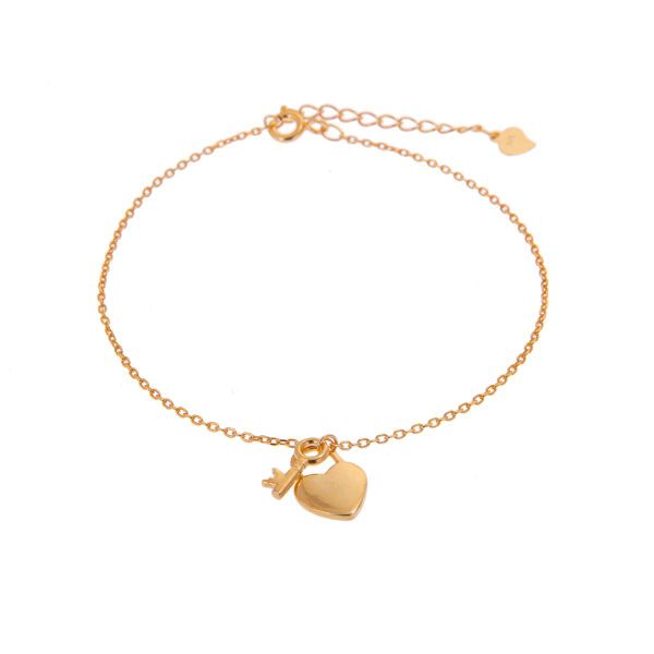Gold Plated Key &amp; Padlock Adjustable Bracelet