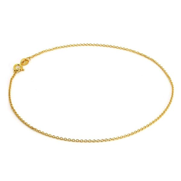Yellow Gold Plated Sterling Silver Fine Trace Chain Anklet