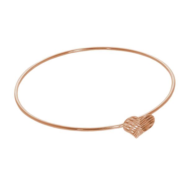 Rose Gold Plated Silver Hammered Heart Bangle