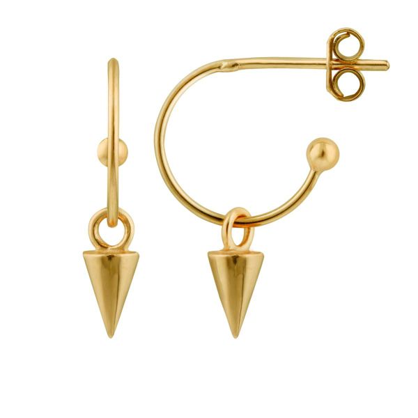 Gold Plated Spike Hoop Stud Earrings