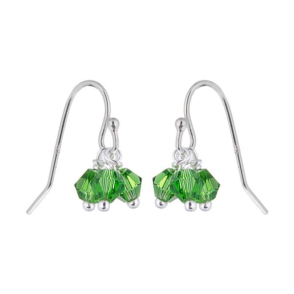 Triple Sterling Silver Green CZ Drop Earrings